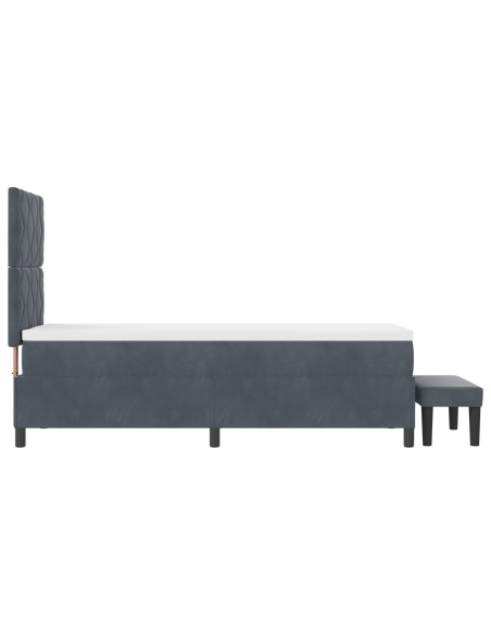 Letto con Rete a Molle con Materasso & Panchina Grigio Scuro 80x200 cm Velluto