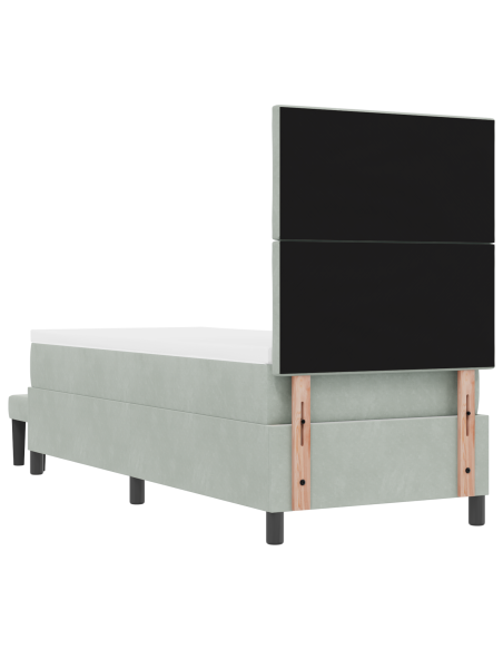Letto a Box Spring con Materasso & Panchina Grigio Chiaro 80x200 cm Velluto