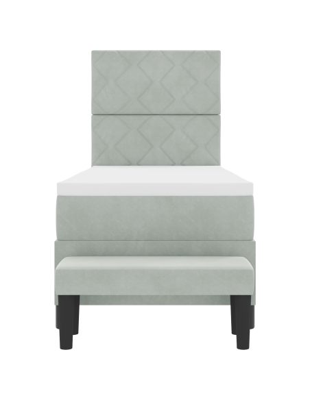 Letto a Box Spring con Materasso & Panchina Grigio Chiaro 80x200 cm Velluto