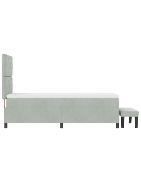 Letto a Box Spring con Materasso & Panchina Grigio Chiaro 80x200 cm Velluto