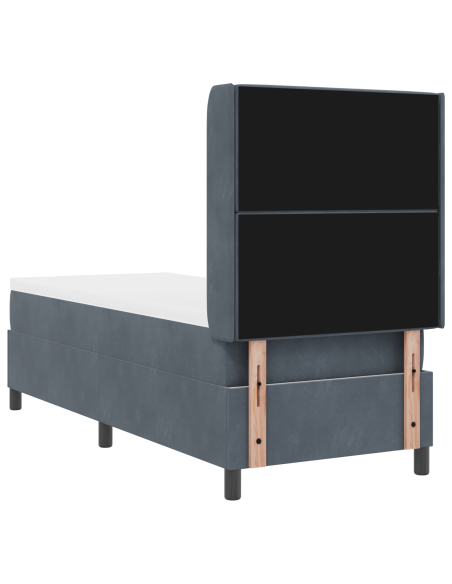 Letto a molle con materasso Grigio scuro 80 x 200 cm Velluto