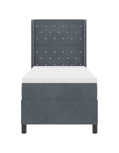 Letto a molle con materasso Grigio scuro 80 x 200 cm Velluto