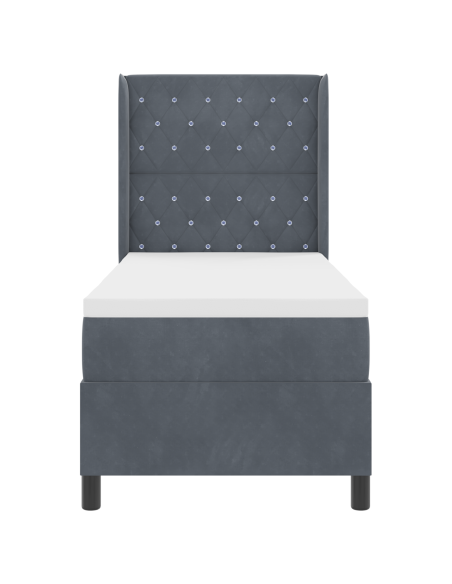 Letto a molle con materasso Grigio scuro 80 x 200 cm Velluto
