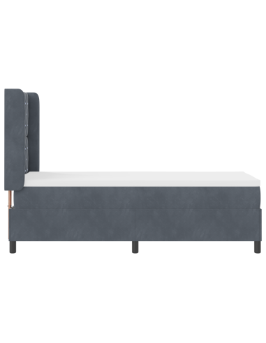 Letto a molle con materasso Grigio scuro 80 x 200 cm Velluto