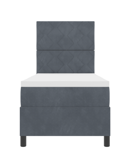Letto Box Spring con Materasso Grigio Scuro 80x200 cm Velluto