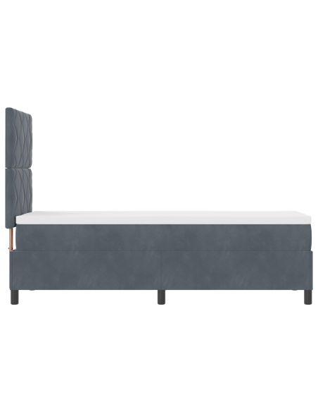 Letto Box Spring con Materasso Grigio Scuro 80x200 cm Velluto