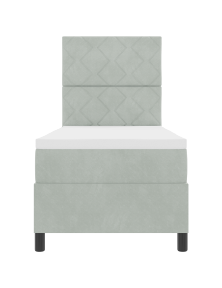 Letto a Molle con Materasso  Grigio Chiaro 80x200 cm in Velluto