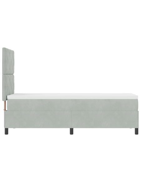 Letto a Molle con Materasso  Grigio Chiaro 80x200 cm in Velluto