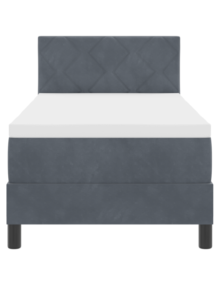 Letto Box Spring con Materasso Grigio Scuro 80x200 cm in Velluto