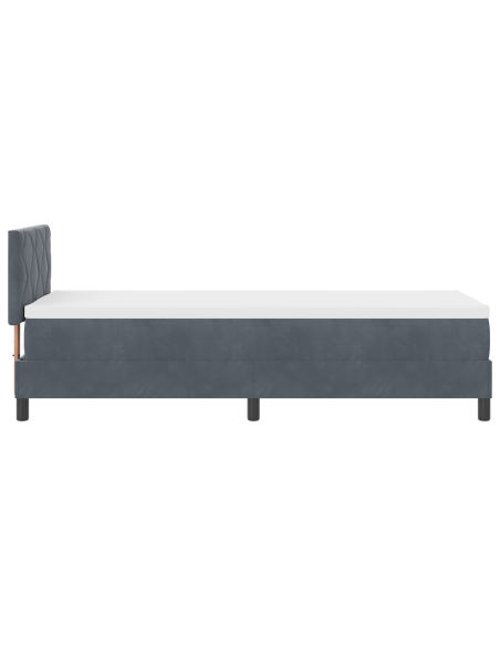 Letto Box Spring con Materasso Grigio Scuro 80x200 cm in Velluto