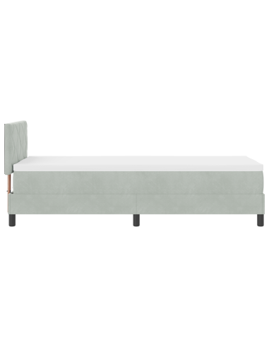 Letto a molle con materasso Grigio chiaro 80 x 200 cm Velluto