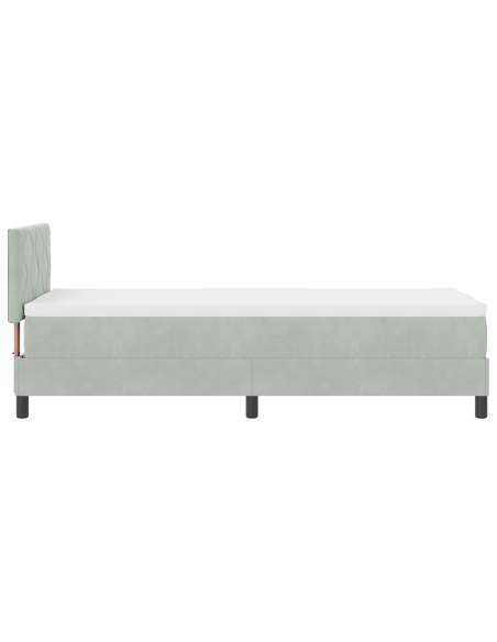 Letto a molle con materasso Grigio chiaro 80 x 200 cm Velluto