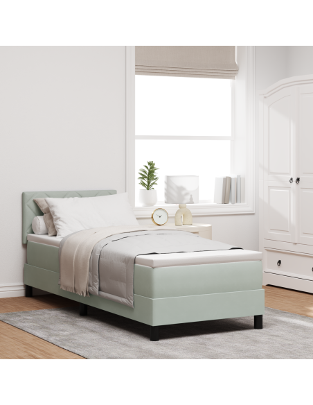 Letto a molle con materasso Grigio chiaro 80 x 200 cm Velluto