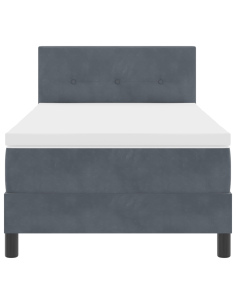 Letto a molle con materasso Grigio scuro 80 x 200 cm Velluto 2