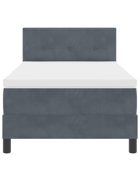 Letto a molle con materasso Grigio scuro 80 x 200 cm Velluto