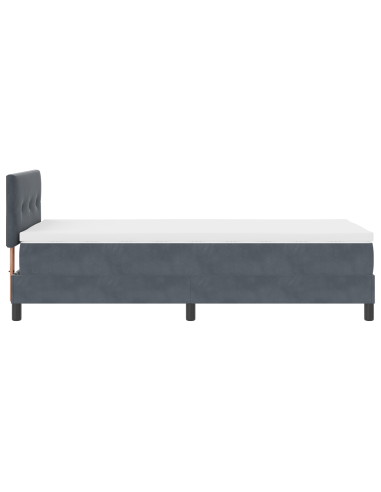 Letto a molle con materasso Grigio scuro 80 x 200 cm Velluto