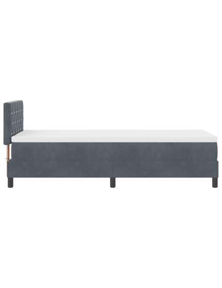 Letto con Madia e Materasso  Grigio Scuro 80x200 cm in Velluto