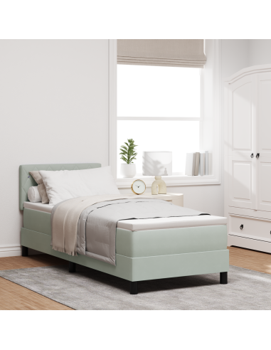 Letto a molle con materasso Grigio chiaro 80 x 200 cm Velluto