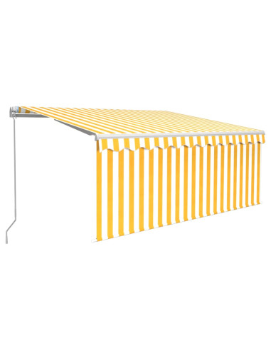 Tenda Sole Retrattile Manuale Parasole LED 3x2,5m Gialla Bianca