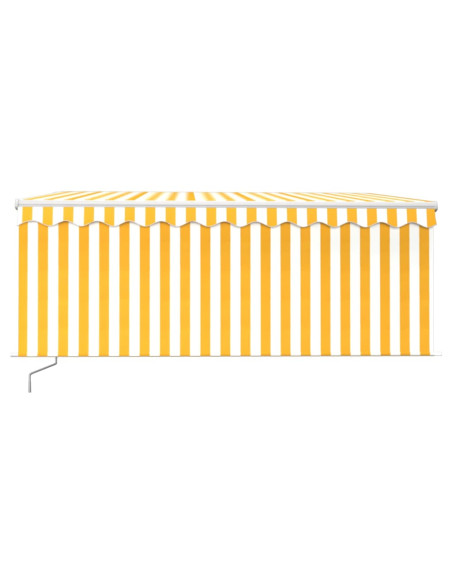 Tenda Sole Retrattile Manuale Parasole LED 3x2,5m Gialla Bianca
