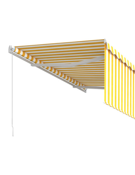 Tenda Sole Retrattile Manuale Parasole LED 3x2,5m Gialla Bianca