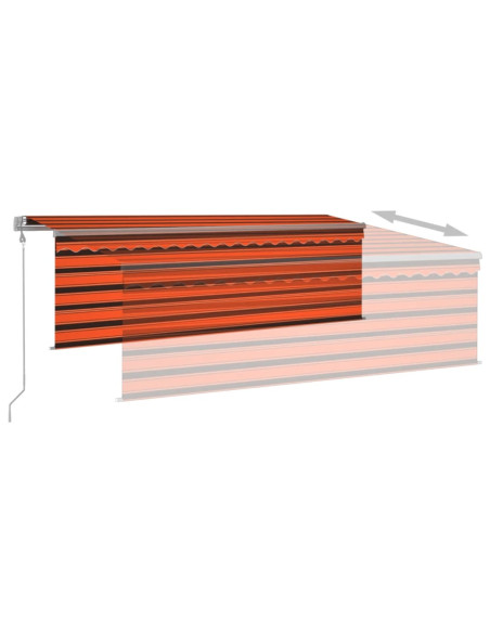 Tenda Automatica LED Sensore Vento 4,5x3 m Arancione e Marrone