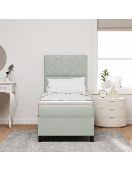 Letto a Molle con Materasso  Grigio Chiaro 80x200 cm in Velluto
