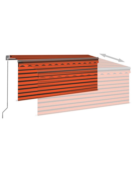 Tenda da Sole Retrattile Manuale LED 3,5x2,5m Arancione Marrone