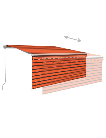 Tenda da Sole Retrattile Manuale LED 3,5x2,5m Arancione Marrone