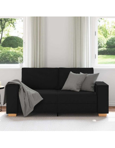 Divano a 2 posti Nero 140 cm Tessuto 2