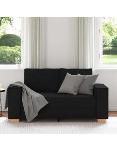 Divano a 2 posti Nero 120 cm Tessuto 2