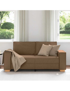 Divano a 2 posti Marrone 140 cm Tessuto 2