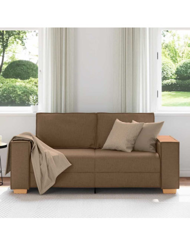 Divano a 2 posti Marrone 140 cm Tessuto