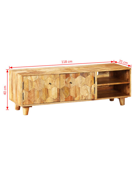 Mobile Porta TV in Legno Massello di Mango 118x35x40 cm