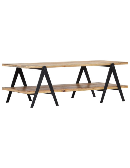 Tavolino da Salotto 115x60x40 cm in Legno Massello di Mango