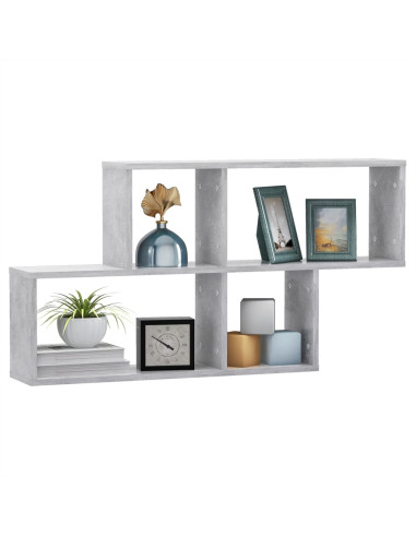 Scaffale a Parete Grigio Cemento 100x18x53 cm Legno Multistrato