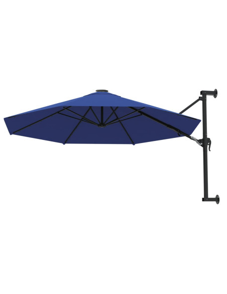 Ombrellone a Muro con Palo in Metallo 300 cm Blu