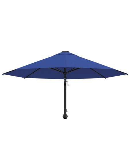 Ombrellone a Muro con Palo in Metallo 300 cm Blu