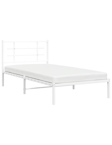 Giroletto con Testiera Metallo Bianco 100x200 cm