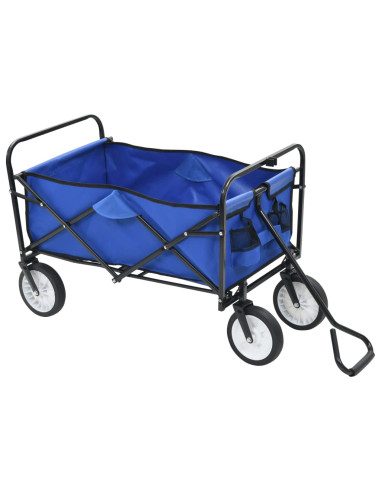 Carrello Pieghevole a Mano in Acciaio Blu