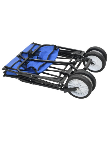 Carrello Pieghevole a Mano in Acciaio Blu