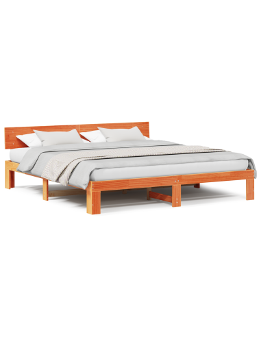 Struttura del letto Marrone cerato 200 x 200 cm Pino massello