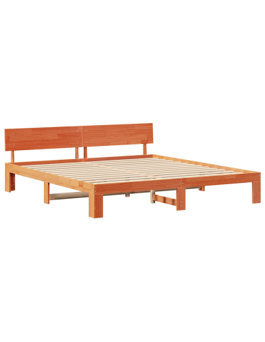 Struttura del letto Marrone cerato 200 x 200 cm Pino massello