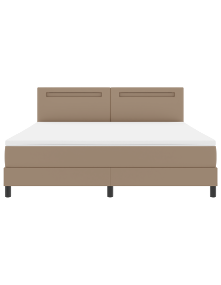 Letto a Molle con Materasso Cappuccino Super King in Pelle Sintetica
