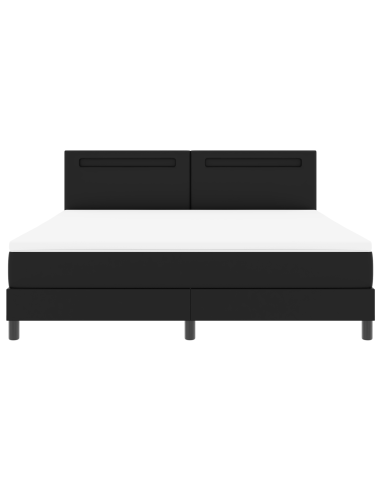 Letto a molle con materasso Nero 180 x 200 cm Pelle sintetica