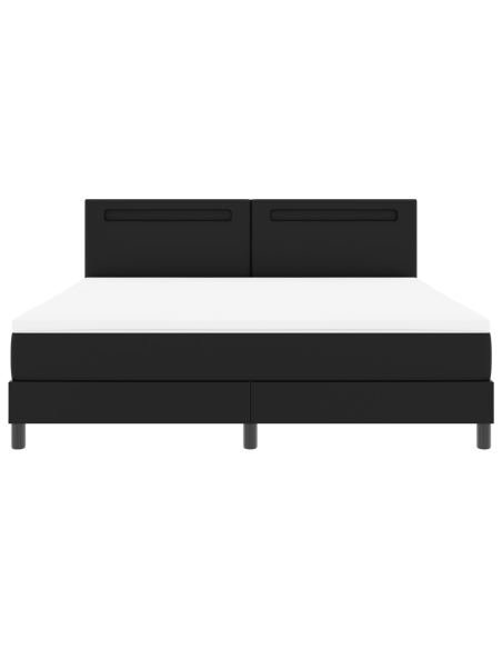 Letto Molle con Materasso Nero Super King in Finta Pelle