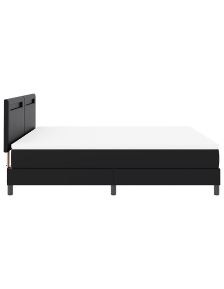Letto a molle con materasso Nero 180 x 200 cm Pelle sintetica