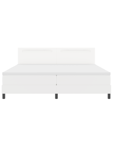 Letto a molle con materasso Bianco 200 x 200 cm Pelle sintetica