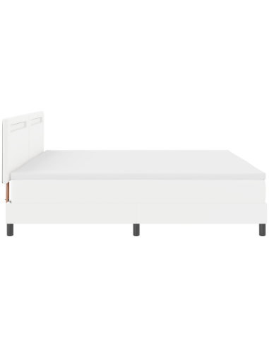 Letto a molle con materasso Bianco 200 x 200 cm Pelle sintetica