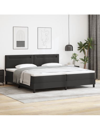 Letto a molle con materasso Nero 200 x 200 cm Pelle sintetica